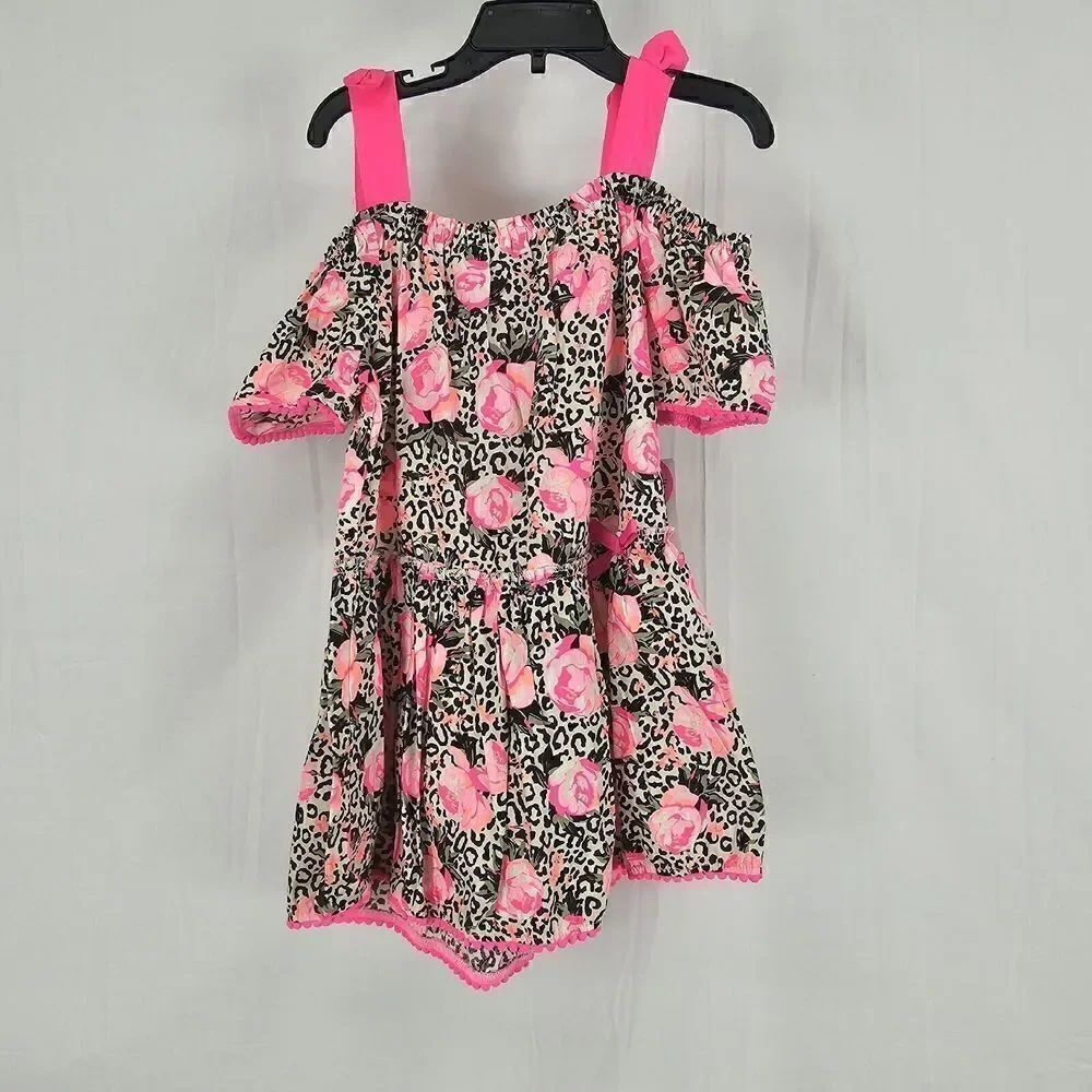 Betsey Johnson Leopard And Flowers Girls Size Medium (10) Top Only
